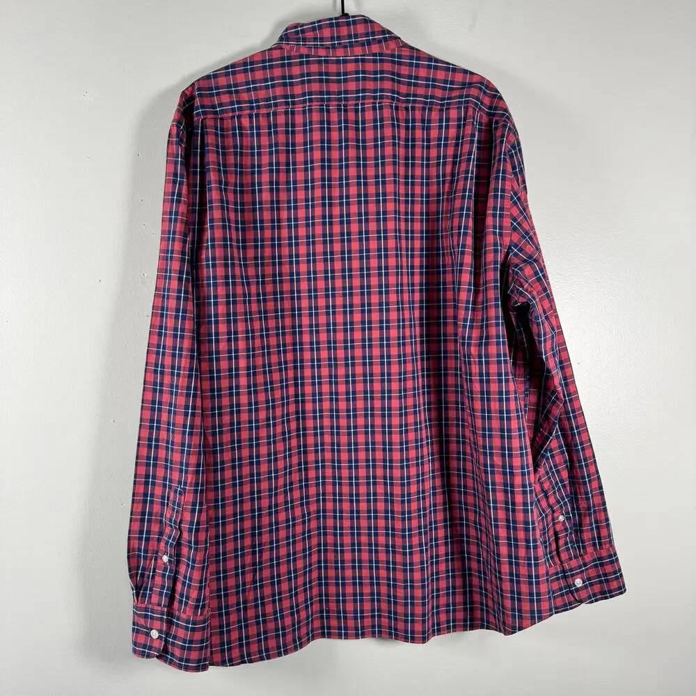 NWT J. Crew Men's Blue Pink Plaid Casual Long Sleeve Button Up Shirt Size XXL